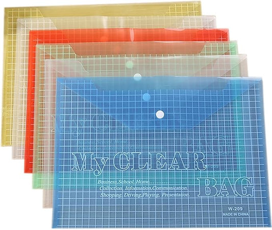 BIGEBO 10 PCS Plastic Folders for File,Transparent My Clear Bag,Office Supplies File Folders for School and Office Assorted Colors