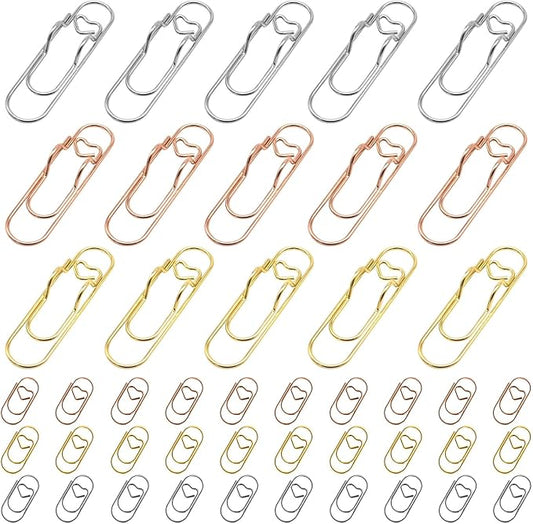 HINGTAI 15Pcs Metal Pen Holder Clip & 30Pcs Paper Clip Set for Notebook, Grip for Pens Under 0.5" Thick, Accessories for Office, Journal, and Desk Organization