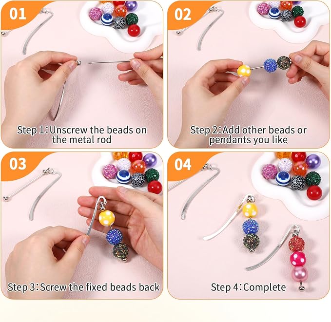 12 Pcs Beadable Bookmarks DIY Metal Bookmark Bar, Metal Beadable Blank Bar Beaded Bookmark Craft Jewelry Pendant DIY Modern, Charm Gifts for Book Lovers, Students, Teachers Office Supplies(Silver)