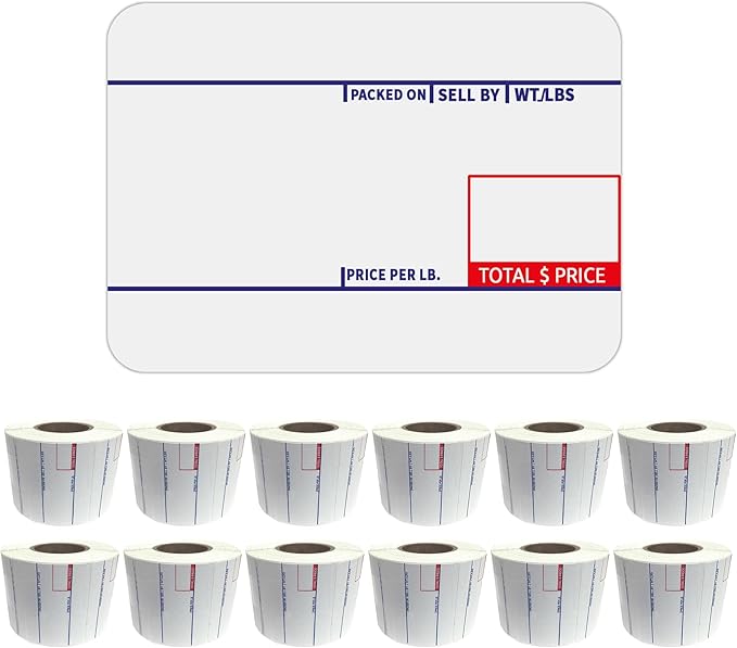 CĀS LST-8010 Printing Scale Label, 58 x 40 mm, UPC, 12 Rolls Per Case, CĀS Scale Labels 8010, Guaranteed Quality, Try It!.