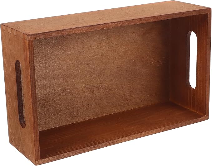 jojofuny Solid Wood Storage Box with Handles 9.84In X 5.90In X 3.07In Multi-Use Desktop Crate Organizer for Tools Office Supplies and Sundries