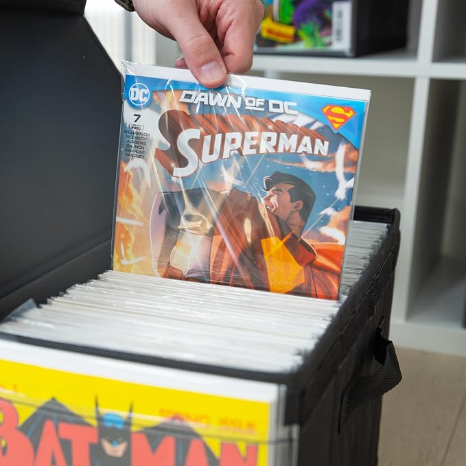 Comic Vision Comic Book Storage Box and Comic Book Display [Patent Pending] - Removeable, enclosed top - 2pack