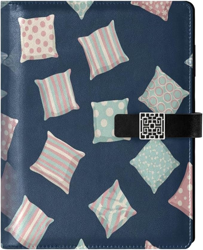 Polka Dot Striped Floral Wave PU Leather Notebook A5 Binder 6 Ring Refillable Journal with Magnetic Buckle Closure Loose Leaf Travel Office Planner Budget Binder Notepad Portfolio