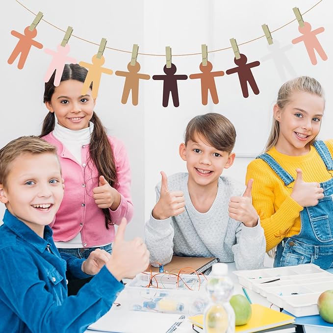 126 PCS Paper People Cutouts Crafts 5.9 x 4.5 Inch Multicultural People Shape Paper Cut Outs for Bulletin Board Boy Girl Person Cardstock for School Teachers Supplies Home Decoration
