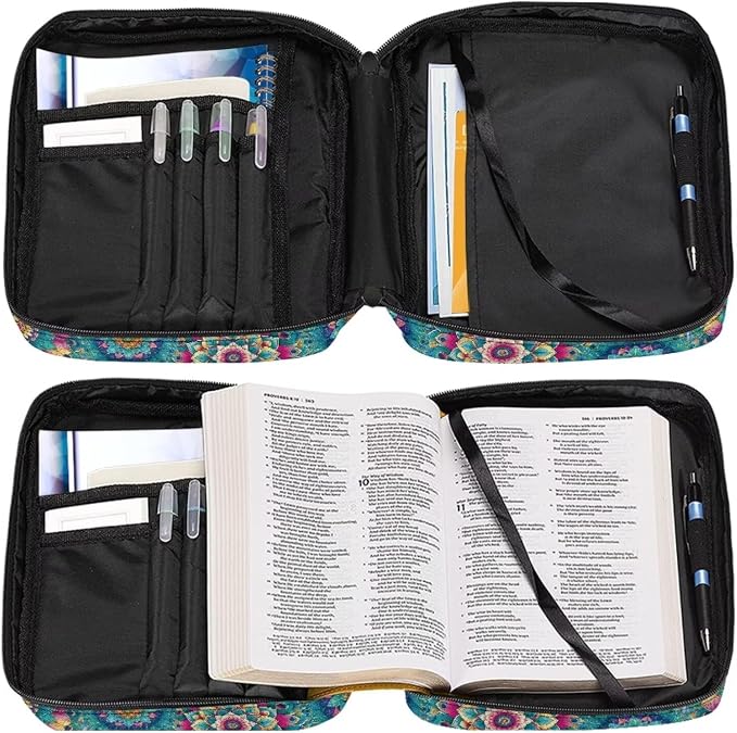Coldinair Boho Mandala Bible Covers for Women Bible Case with Bookmark Large Carrying Book Case Church Bag Protective with Pocket and Zipper