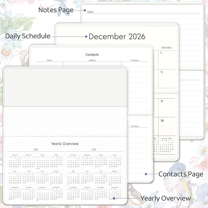 Pocket Calendar 2025-2027, Small Pocket Planner 2026 for Purse, Monthly Planner with Pvc Cover, Small Size (3.5" x 6"), From July 2025 - December 2027 - Bird