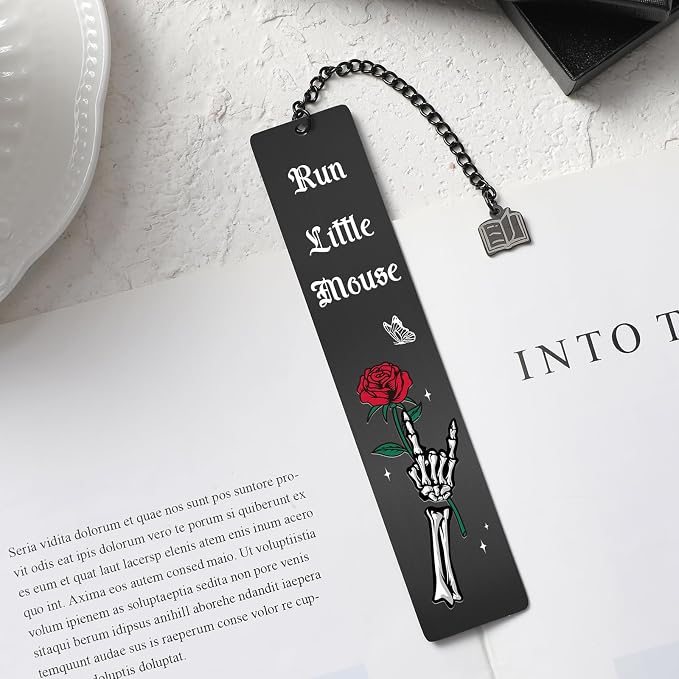 Dark Romance Merch Bookmark - Smut Metal Book Marks for Reading Lover Women Funny Smutty Page Maker Run Little Mouse Accessories with Pendant for Readers Bookish Adult Birthday Christmas