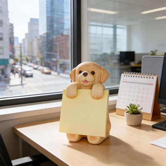 Dog Pop-Up Sticky Note Dispenser with 100 Sheets 3 x 3 Inch Notes, Handmade Resin Dog Desk Decor for Office, Home & Classroom, Gift for Teachers & Coworkers - Golden Retriever