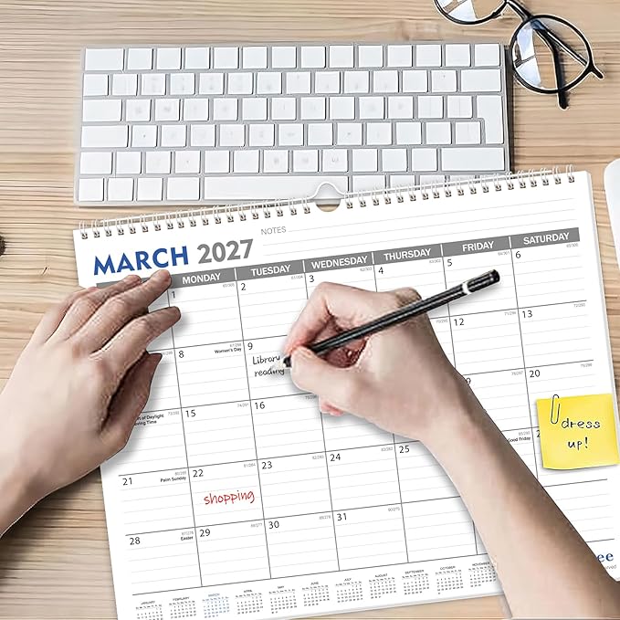 GuassLee 2026-2027 Wall Calendar - 19 Months Hanging Calendar from Jun. 2026 to Dec. 2027, 14" x 11.5", with Notes for Easy Planning School Home Office