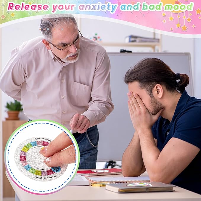 Gersoniel 36 Pcs Anxiety Sensory Stickers Strips Adhesive Textured Mental Health Calm Stickers Mindfulness Fidget Decals Stress Anxiety Relief Items for Therapy Office Desk(Cute Breathe Style)