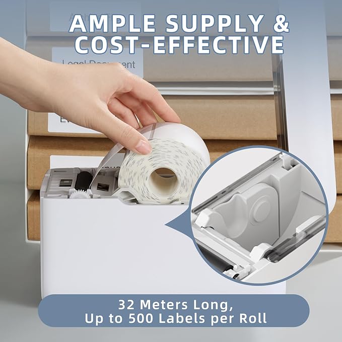 MakeID Labels for P1 Label Printer, 1.14'' x 3.5''(29x89mm) Thermal Sticker Label Tape Refill, Tear-Proof and Waterproof, 1 Roll of 350 Labels-White
