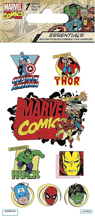 Retro Marvel Bookmark Set - Bundle with 3 Bookmarks Featuring Spiderman and Avengers Plus Stickers | Marvel Comic Book School Supplies for Boys, Kids, Teens, Adults