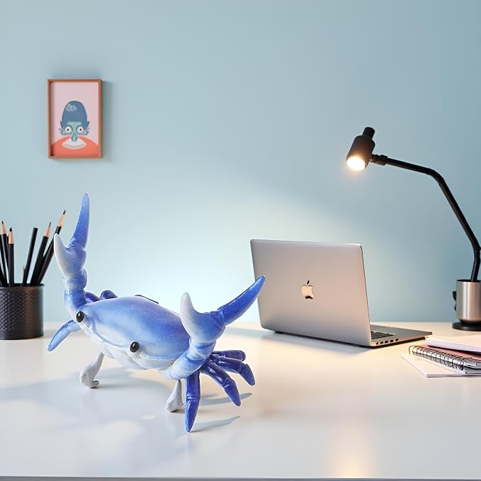 Crab Pen Holder,Cute Storage Rack Creative Desk Pen Stand Weightlifting Crabs Pen Rack Office Home Desktop Decoration Stationery Gift,Pencil Holders Desk Supplies Holders and Dispensers (Blue)