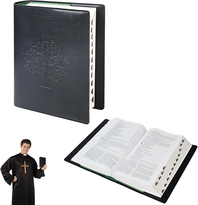 Bible Cover Case for Women and Men, Leather Bible Bag Suitable for 7.2"x10.2"x1.5" Standard Size Bible Protective Classic(Black,Large,7.2"x10.2"x1.5")