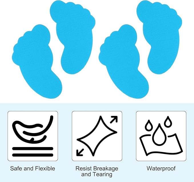 PATIKIL Foot Shaped Carpet Markers, 72pcs (36pairs) Nylon Floor Spots Markers Colorful Hook and Loop Marker Dots for Classroom Teacher Supplies, Sky Blue