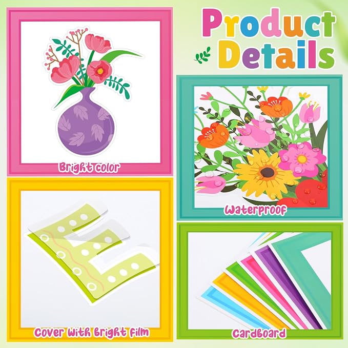 Qilery Growth Mindset Bulletin Board Set - Spring Floral Classroom Decorations & Positive Affirmation Wall Art, Motivational Potted Plant Cutouts for Teacher & Elementary School Counselor