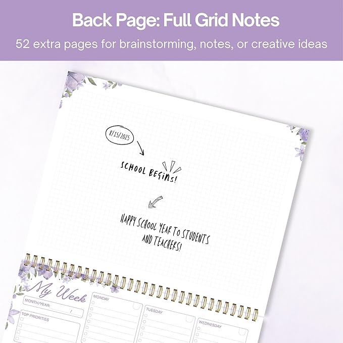 Weekly Planner Notepad 8.5x11 Inches – 52 Weeks Undated Dashboard Desk Pad for To-Do List, Schedule & Notes – Productivity Planner for Work, School, Home & Busy Professionals (Lavender Purple)
