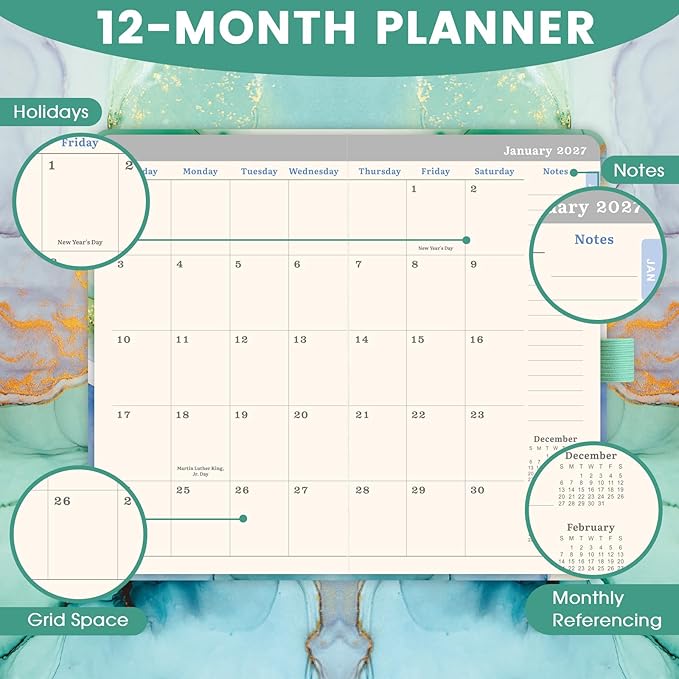 2027 Pocket Calendar - 2027 Pocket Planner, 2027 Planner Weekly and Monthly, Jan. 2027 - Dec. 2027, 6.3''×3.8'', Agenda Planners and Schedule Organizer with Pen Loop, 2 Bookmarks, Banded