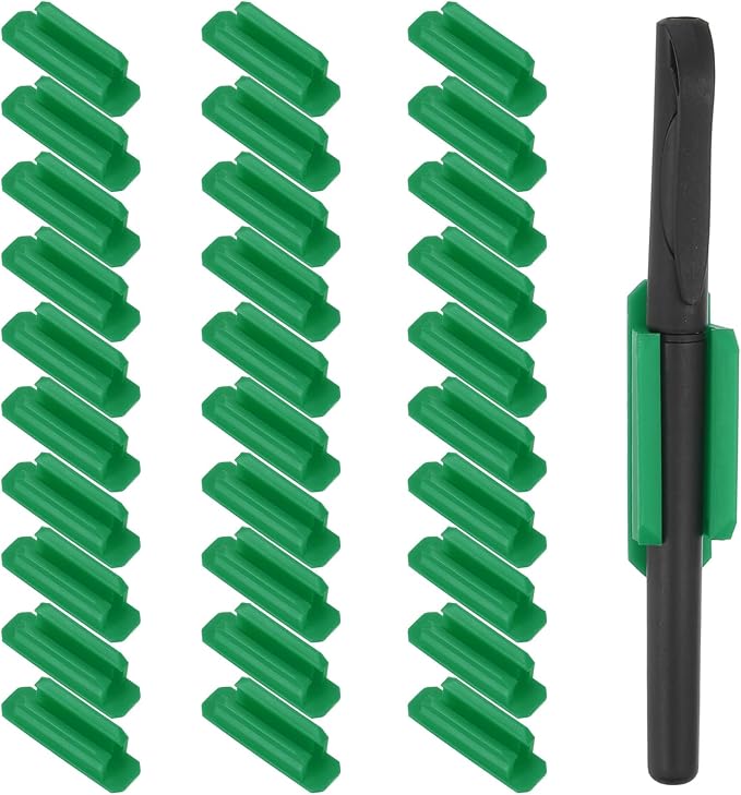 PATIKIL Pen Holder for Desk, 30 Pack Adhesive Pencil Holders Silicone Pencil Holder for Classroom Office Accessories Teacher Supplies, Green