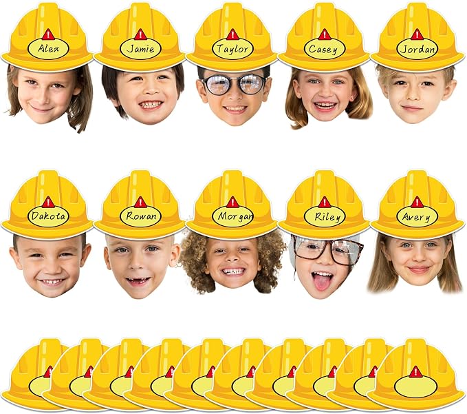 160Pcs Construction Helmet Cutouts Back to School Bulletin Board Decoration Set Construct Paper Cut-Outs Classroom Decor for Boy Girl DIY Photo Craft School Kindergarten Preschool Wall Door Supplies