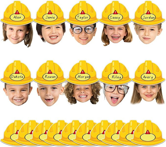 160Pcs Construction Helmet Cutouts Back to School Bulletin Board Decoration Set Construct Paper Cut-Outs Classroom Decor for Boy Girl DIY Photo Craft School Kindergarten Preschool Wall Door Supplies