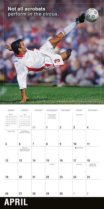 Soccer 2026 Wall Calendar, 12-Months Sports Calendar, 12" x 12", Monthly 2026 Wall Planner with Large Grids for Office or Home, for Soccer Enthusiasts