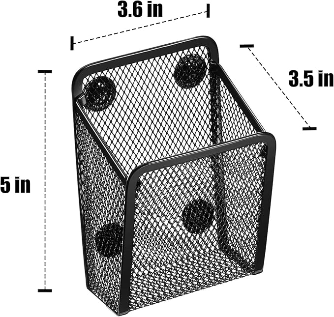 Ameceres Magnetic Pencil Holder - Extra Strong Magnets Mesh Marker Holder Perfect for Whiteboard, Refrigerator and Locker Accessories (1-Compartment (2 Packs))