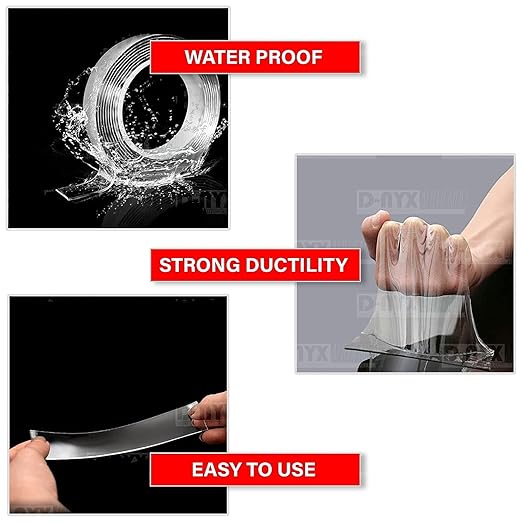 D-NYX Heavy Duty Double Sided Tape - Extra Large Nano Double Sided Adhesive Tape 1.18 inch Wide Removable Wall Tape Sticky Poster Tape Decor Scrapbook Supplies Scrapbookig Strips 9.85ft
