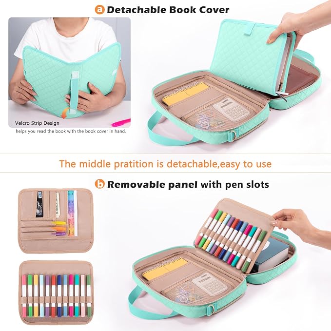 IMAGINING Large Bible Case with Cover for Women - Carrying Case with Shoulder Strap - Bag Packed in Gift Box - Carrier with Pockets for Study Suppliers - Gift for Girls