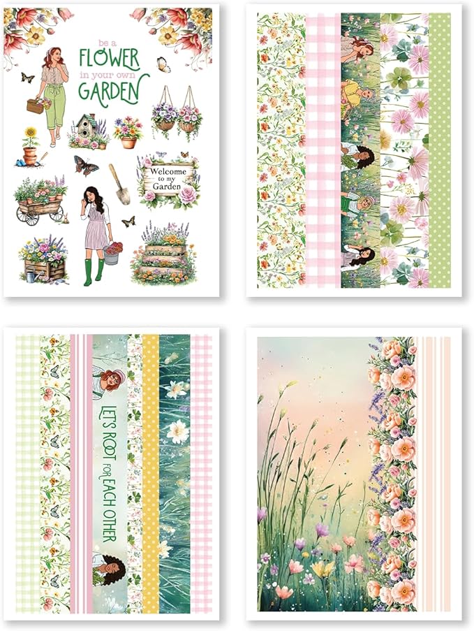 in Bloom Planning Kit Bundle – Spring Monthly Planner Kit with Functional & Decorative Pages, Vellum, Scrapbooking Papers, PET Tape 3.0 & Pen for Creative Planning & Journaling