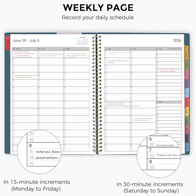 SKYDUE Appointment Book 2026-2027, Academic Hourly Planner from July 2026 - June 2027, 8.5" x 11" Weekly & Monthly Schedule Planner with 15-Minute Interval- Perfect for Daily Planning Blue