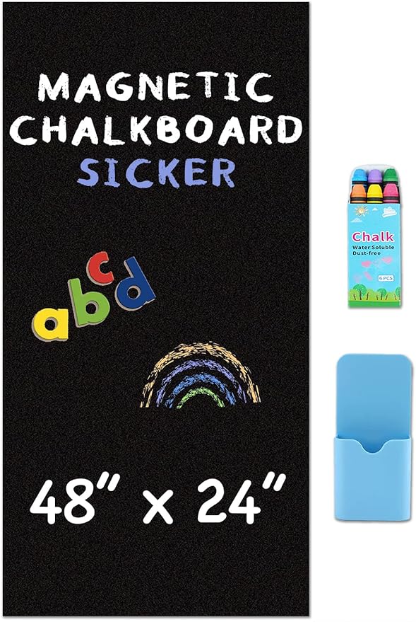 Magnetic Chalkboard Wallpaper Peel and Stick 48" x 24", Self-Adhesive Chalkboard Contact Paper with Starter Kit - Ideal for Playroom Home Classroom