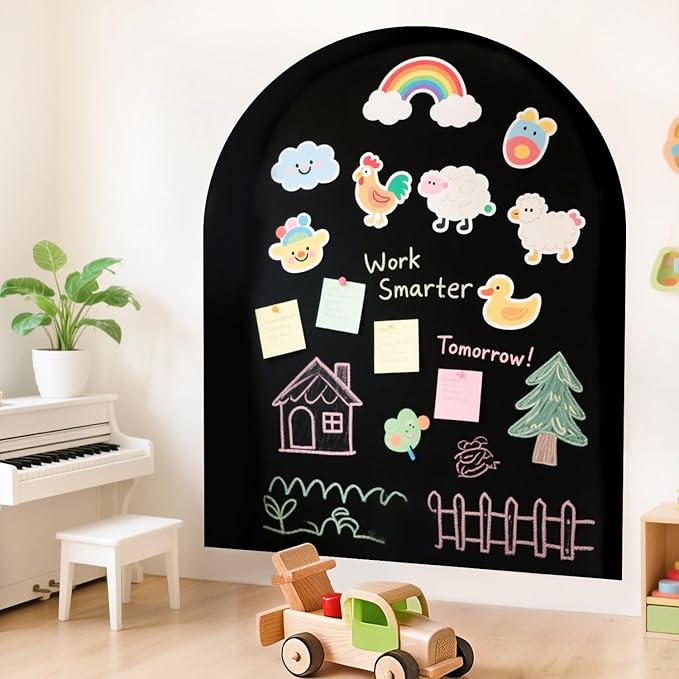 Magnetic Wall Decal 40x32 Inches Black Magnetic Wall Decal Arch Chalkboard with Multiple Accessories for Home Playroom