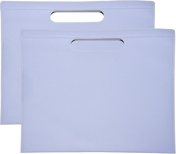 PATIKIL 2Pcs Leather Folder, 13.3x12.6 Magnetic Leather Document Holder File Folder PU Pouch Bag Portfolio File Organizer Handbag Personal Envelope Waterproof for Traveling, Purple
