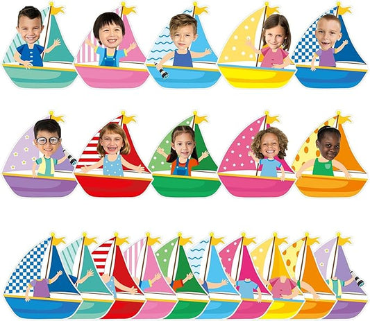 gisgfim 80Pcs Summer Cutouts Sailboat Decorations Bulletin Board Hawaiian Ocean Paper Cut-Outs Classroom Decor for Boy Girl DIY Craft Photo Wall Beach Pool Kindergarten Preschool Party Favor Supply