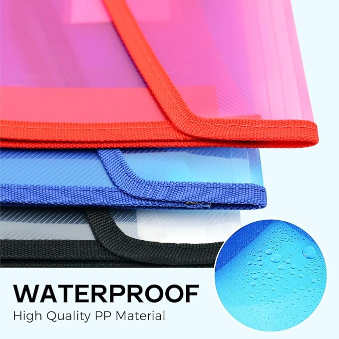 Plastic Expanding File Folder, Folders for Documents, Transparent Envelopes with Elastic Closure, File Folder Organizer Holder, Large Capacity, Fit Letter/A4 Size (Blue-1Pcs)