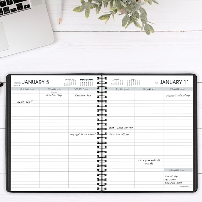 AT-A-GLANCE® 2026 Open Scheduling Weekly Planner, Black, Medium, 6 3/4" x 8 3/4"
