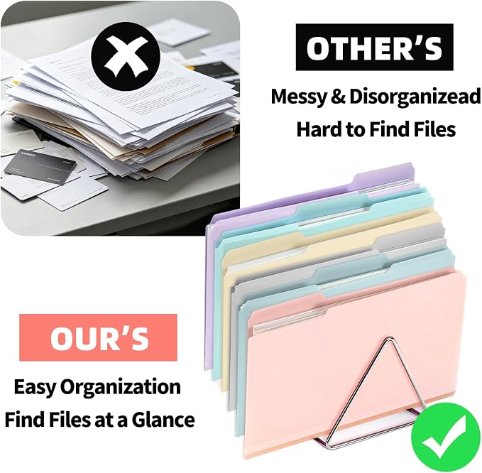 Color Folders 8.5 x 11 Inch, 1/3 Cut Tab File Folders Letter Size with Labels, Assorted Colors School Business Office Folders for Document