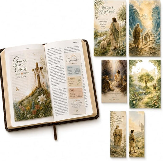 Bible Tip Ins Vellum Bible Inserts for Journaling with Watercolor Scripture Art Bible Study Inserts & Prayer Bookmarks 15PCS Bible Page Overlays for Women