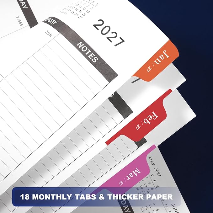 2026-2027 Monthly Planner - Planner 2026-2027, JUL 2026 - DEC 2027, 9" x 11" Monthly Planner 26-27, 26-27 Calendar Planners with Spiral Binding + Tabs + Back Pocket + Notes Pages - Blue