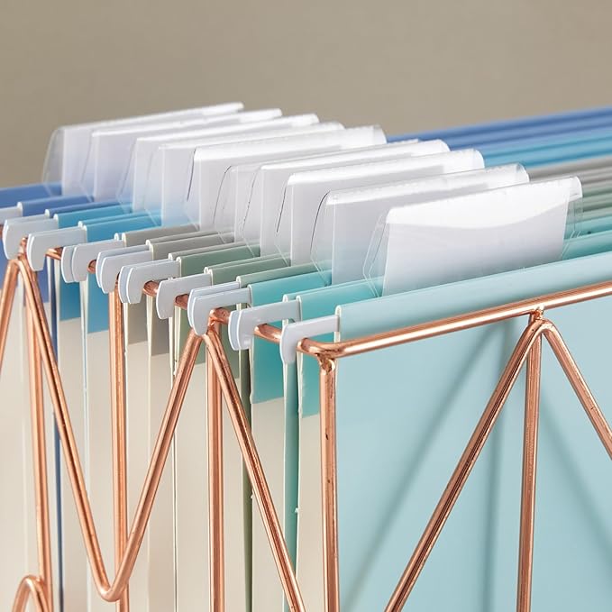 10 Pack Hanging File Folders Letter Size with 1/5 Cut Adjustable Tabs File Folder for Filing Cabinet Reinforced Hanging Folders Design for Home School Office and Medical Charts, Blue Design