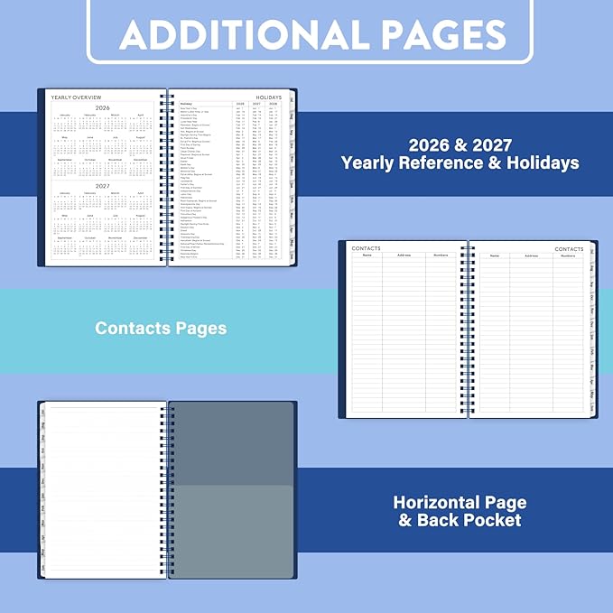 2026-2027 Planner - Planner 2026-2027, July 2026 - June 2027, 6" x 8.4", 26-27 Planners Weekly and Monthly Flexible Cover, A5 Thick Paper, Twin-Wire Binding, Blue