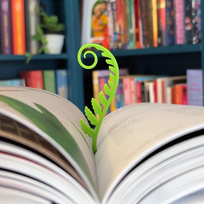 Genuine Fred Woodland Sprouts Fern Bookmarks, Set of Two, Green, Thin Flexible Silicone, Fun Stocking Stuffer, Gift for Book Lovers, Teachers, Back to School