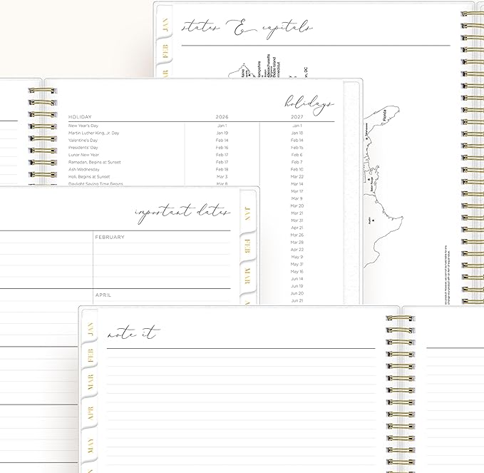 Blue Sky Life Note It 2026 Weekly and Monthly Planner Notes, January 2026 - December 2026, 8.5" x 11", Flexible Cover, Durable Twin Wire Binding, Storage Pocket, 50 Perforated Notes Sheets, Leah