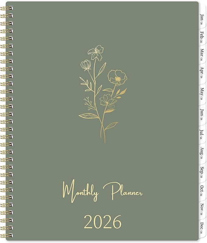 2026-2027 Monthly Planner - 2026 Monthly Planner, JAN. 2026 - DEC. 2026, 9" x 11", Tabs & Note Pages, Spiral Binding, Thick Paper, Back Pocket