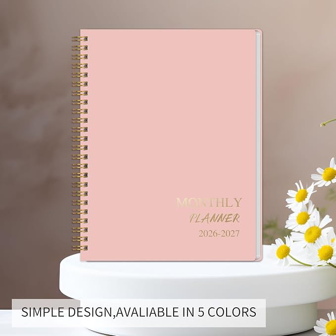 2026-2027 Monthly Planner - Jan.2026 - Dec. 2027, 2 Year Calendar 2026-2027 Monthly Planner, 7.5" x 10", 24 Months Calendar with Note Pages, Twin-wire Binding, for Office, School Home Planning - Pink
