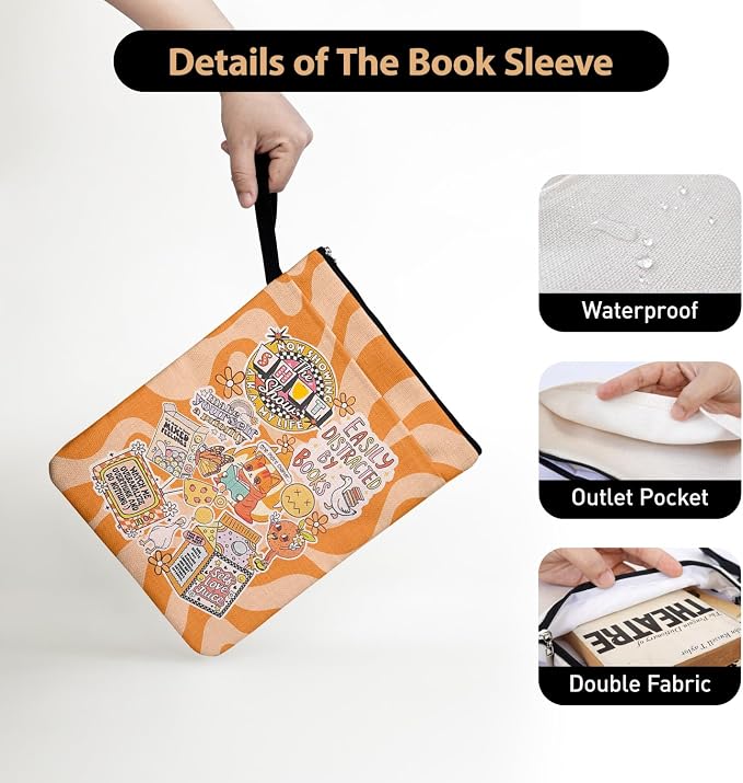 Y2K One More Chapter Book Sleeve Pouch for Women Book Lovers Friends Librarian Bookish, Funny Book Cover Protector for Paperbacks with Handle Pocket, Reading Accessories Book Club Gifts for Birthday