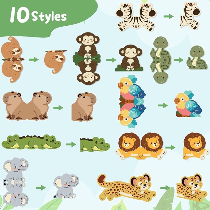 10Pcs Magnetic Bookmark, Cute Jungle Animals Theme Bookmarks, Animal Book Marks for Reading, Office Reading Accessories, Page Clips for Book Lovers, Reader, Women, Students