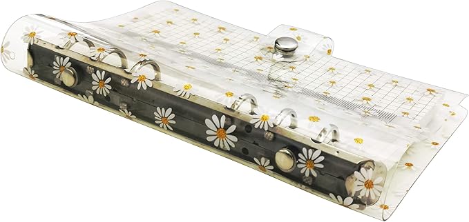 A6 A5 6-Holes Colorful PVC Cover Personal Organizer with Snap Button Closure File Folder for Loose Leaf Sheet Notebook (Daisy, A6 Combo)