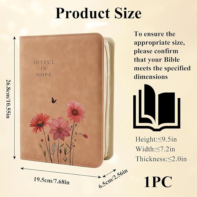 Bible Cover Case for Women,PU Leather Bible Case,Church Bible Bag Carrying Case Accessories Study Supplies with Zippered Pocket and Lable/Card,Gift for Women Lady Girls (7 Pack)